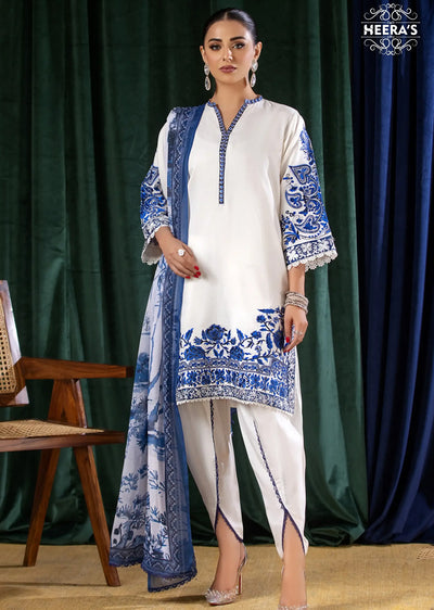 HSS-174 - Readymade - Peal Tulip Embroidered suit by Heeras - Memsaab Online