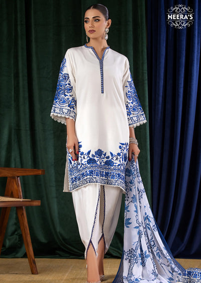 HSS-174 - Readymade - Peal Tulip Embroidered suit by Heeras - Memsaab Online