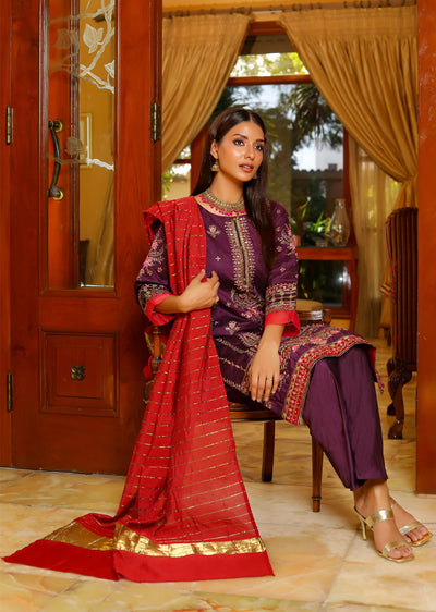 KLD302 Sanaya - Purple Readymade Khadi Net Suit - Memsaab Online