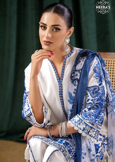 HSS-174 - Readymade - Peal Tulip Embroidered suit by Heeras - Memsaab Online