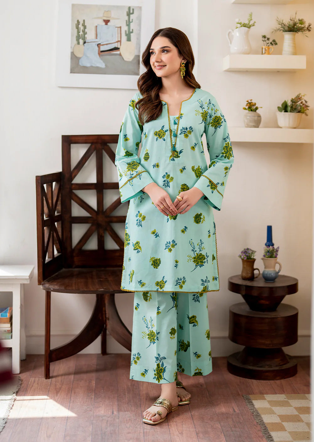 Aqua - Readymade 3 Piece Garnet Suit - Memsaab Online