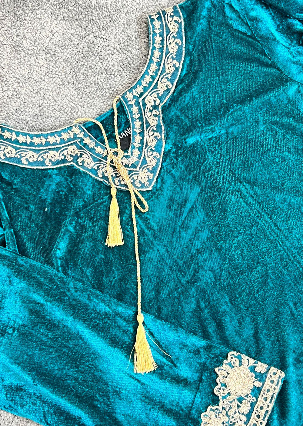 RGZ1515 Teal Readymade Velvet Suit - Memsaab Online