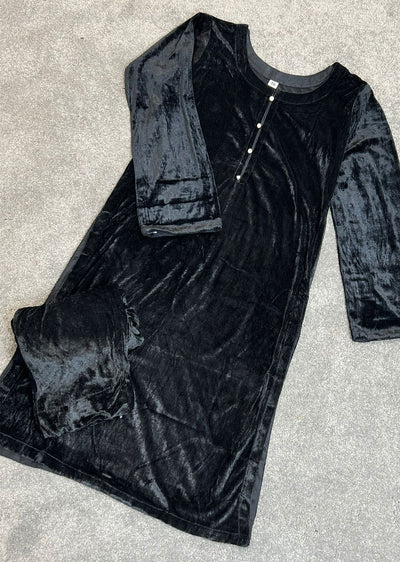 RGZ1516 Black Readymade Velvet Suit - Memsaab Online
