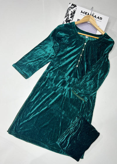 RGZ1516 Green Readymade Velvet Suit - Memsaab Online