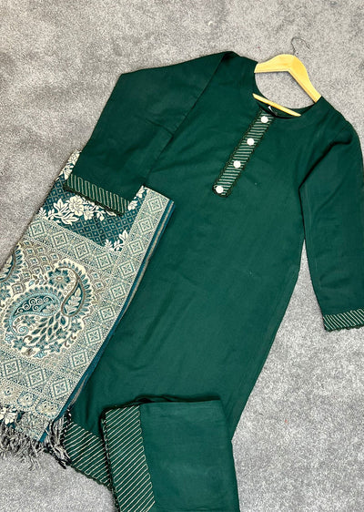 RGZ1518 Green Winter Linen Suit - Memsaab Online