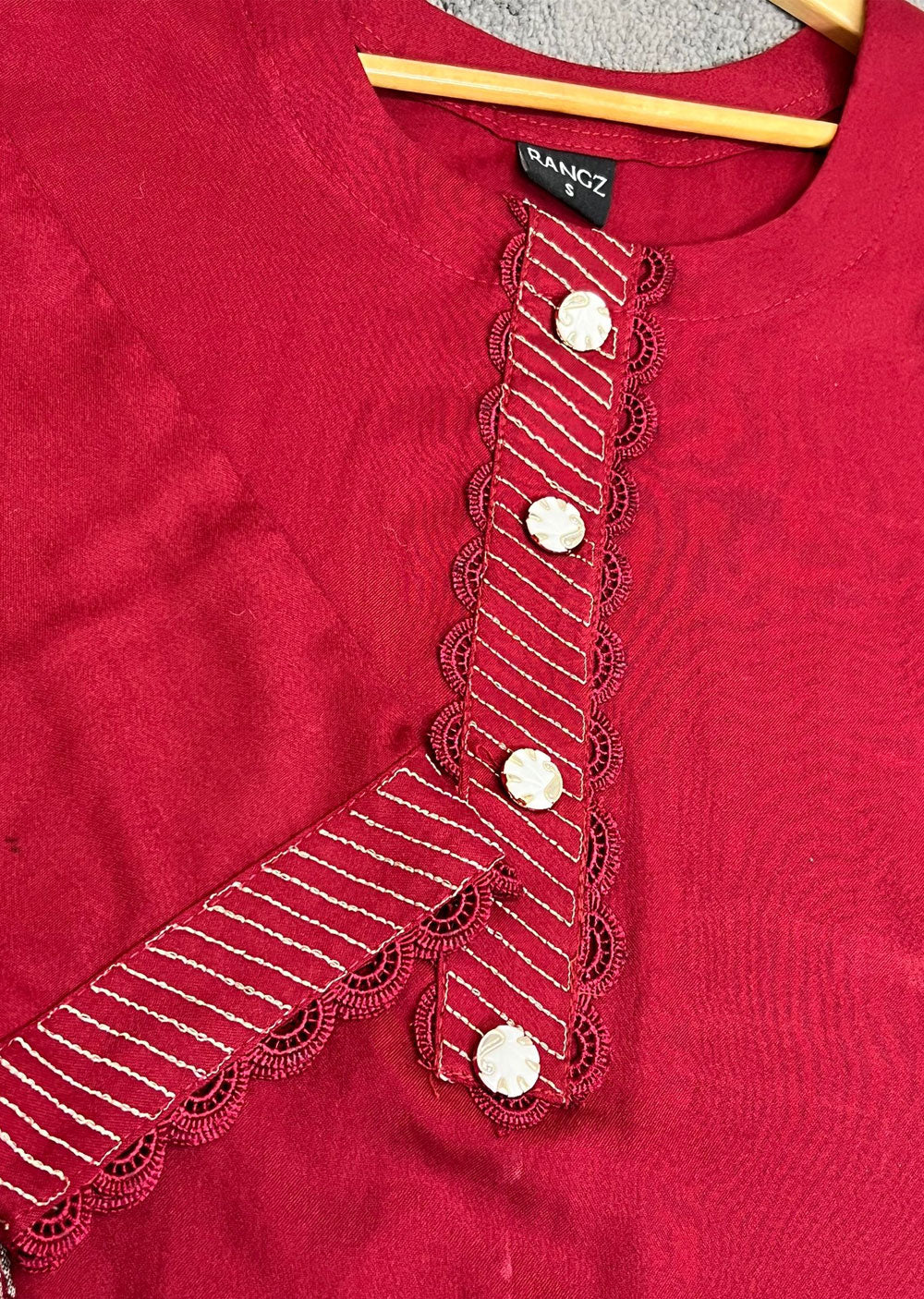 RGZ1518 Red Winter Linen Suit - Memsaab Online