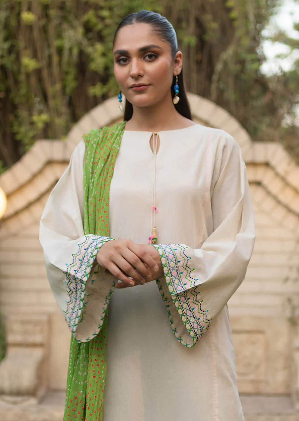 F-151- Offwhite - Readymade - Basics by Khuda Baksh Creations 2024 - Memsaab Online