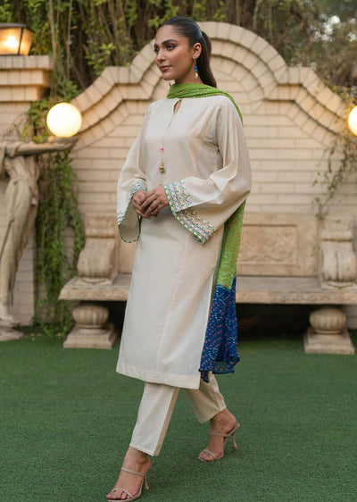 F-151- Offwhite - Readymade - Basics by Khuda Baksh Creations 2024 - Memsaab Online