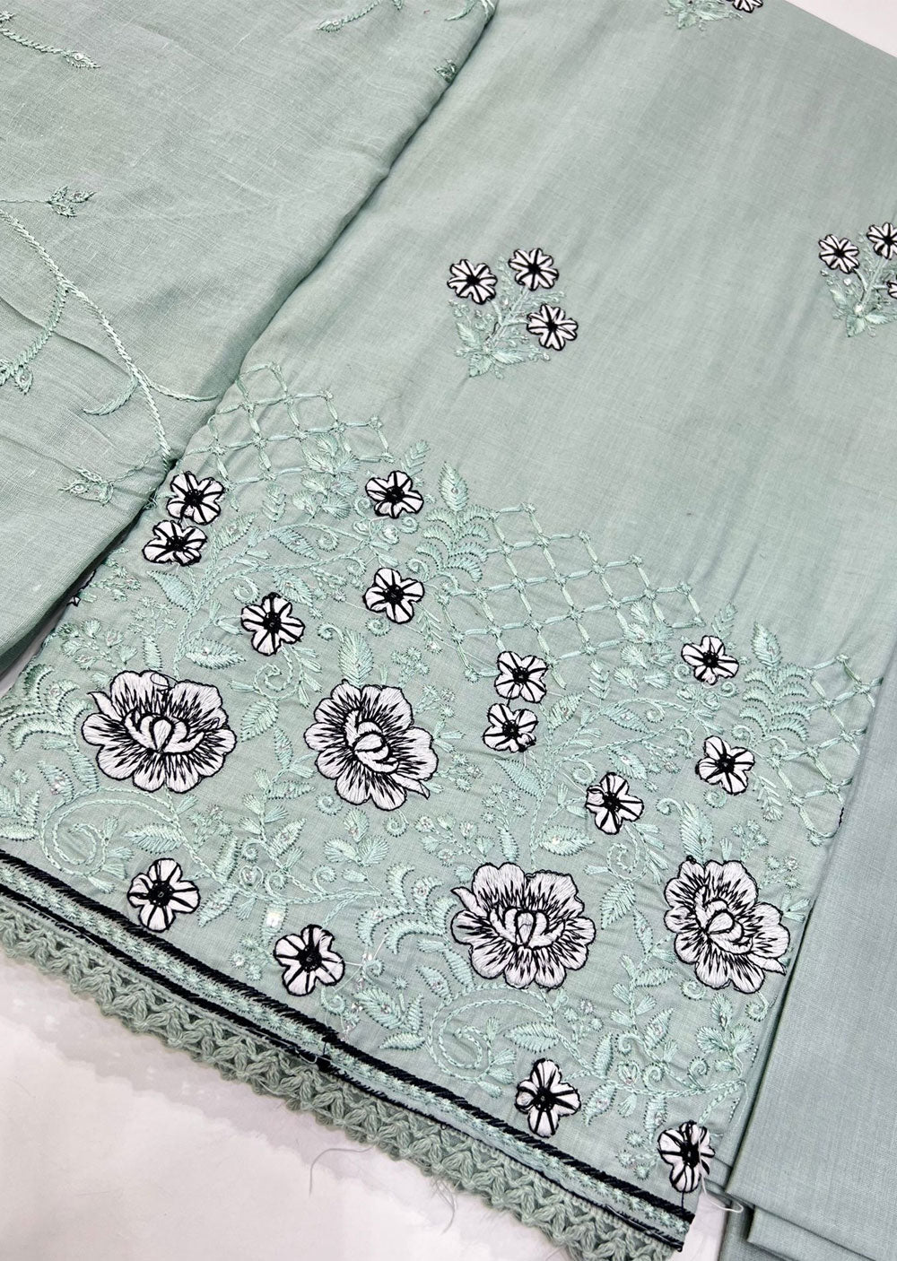 OP15202 Mint Unstitched Garima Cotton Suit - Memsaab Online
