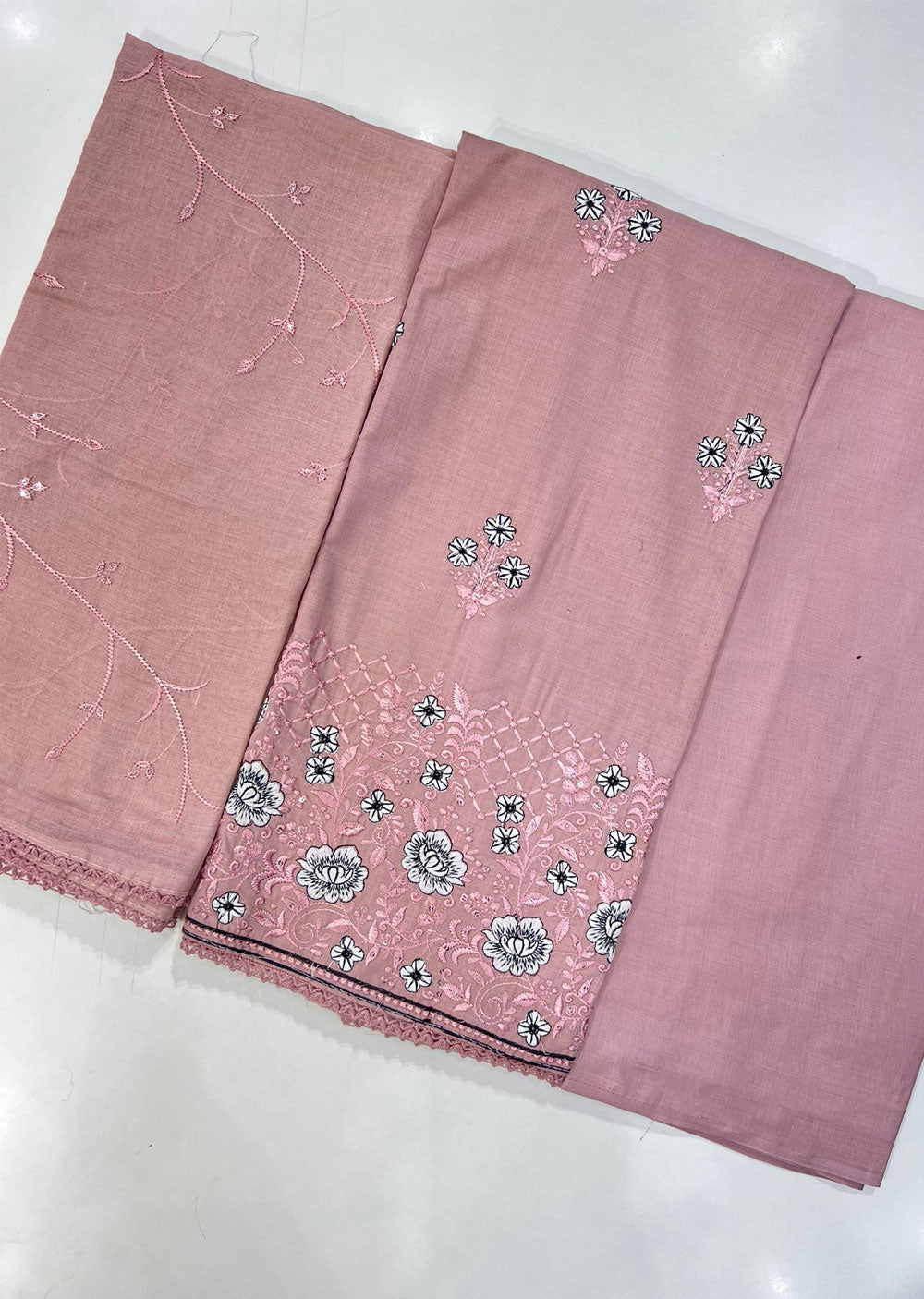 OP15202 Pink Unstitched Garima Cotton Suit - Memsaab Online