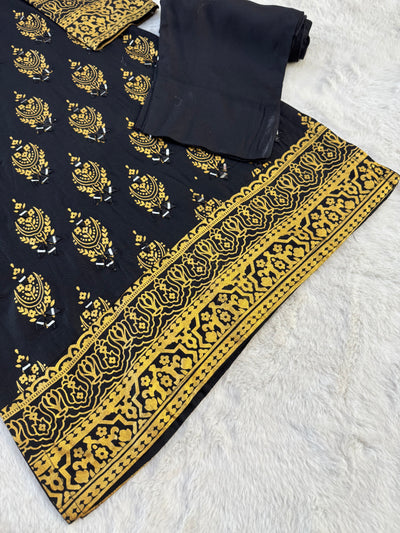 HK111 - Black - Readymade Linen outfit - Memsaab Online