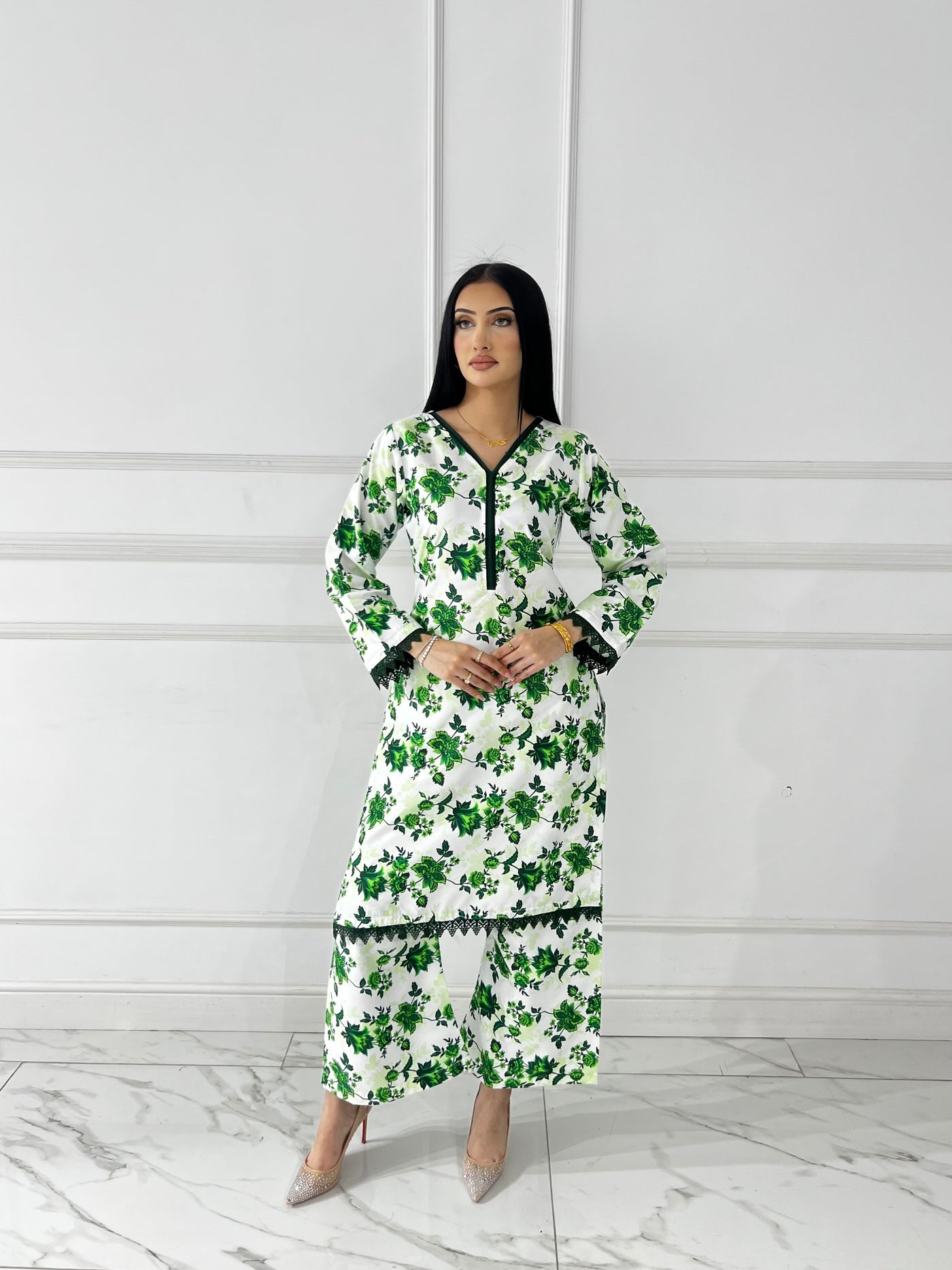 BUT-121- Green- S.Prints Printed Lawn Co-ords - Memsaab Online