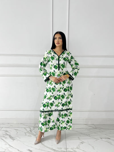 BUT-121- Green- S.Prints Printed Lawn Co-ords - Memsaab Online