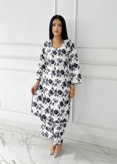 BUT-118- White- S.Prints Printed Lawn Co-ords - Memsaab Online