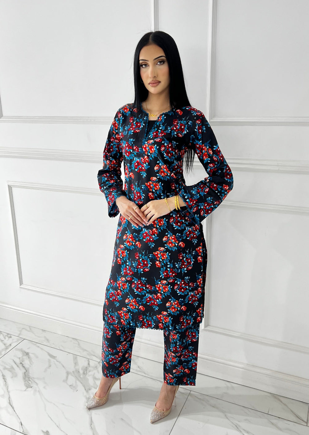 BUT-117- Black- S.Prints Printed Lawn Co-ords - Memsaab Online