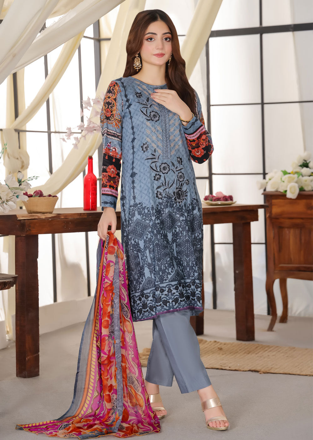 AMT47003C1 - Readymade Lawn Suit - Memsaab Online