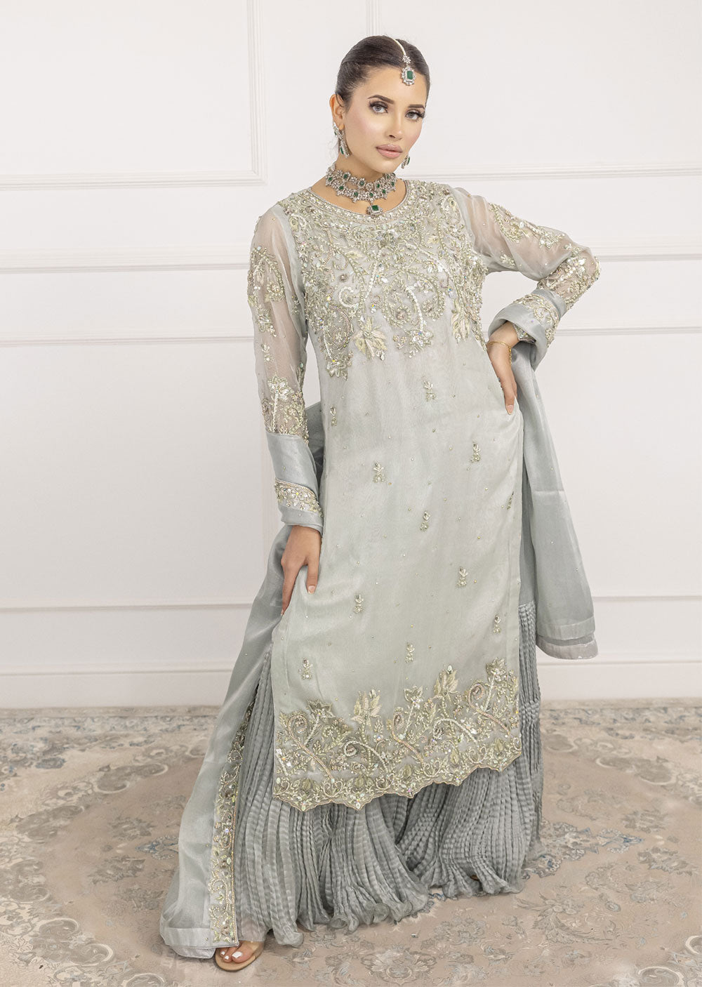 SRB1212 - Saboor - Grey Sehrish.B Designer - Memsaab Online