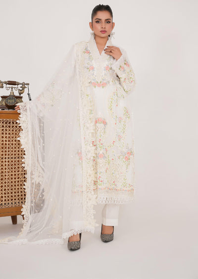 SAJN-05 - White - Readymade - Sajni Organza Net Collection 2025 - Memsaab Online