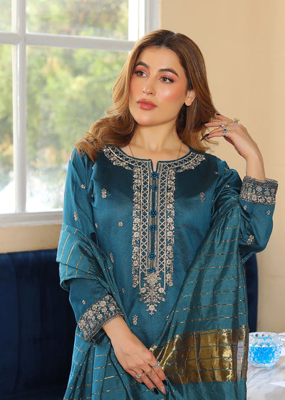 KLD314 / KLD1009 Dinah - Teal Readymade Khadi Net Suit - Memsaab Online