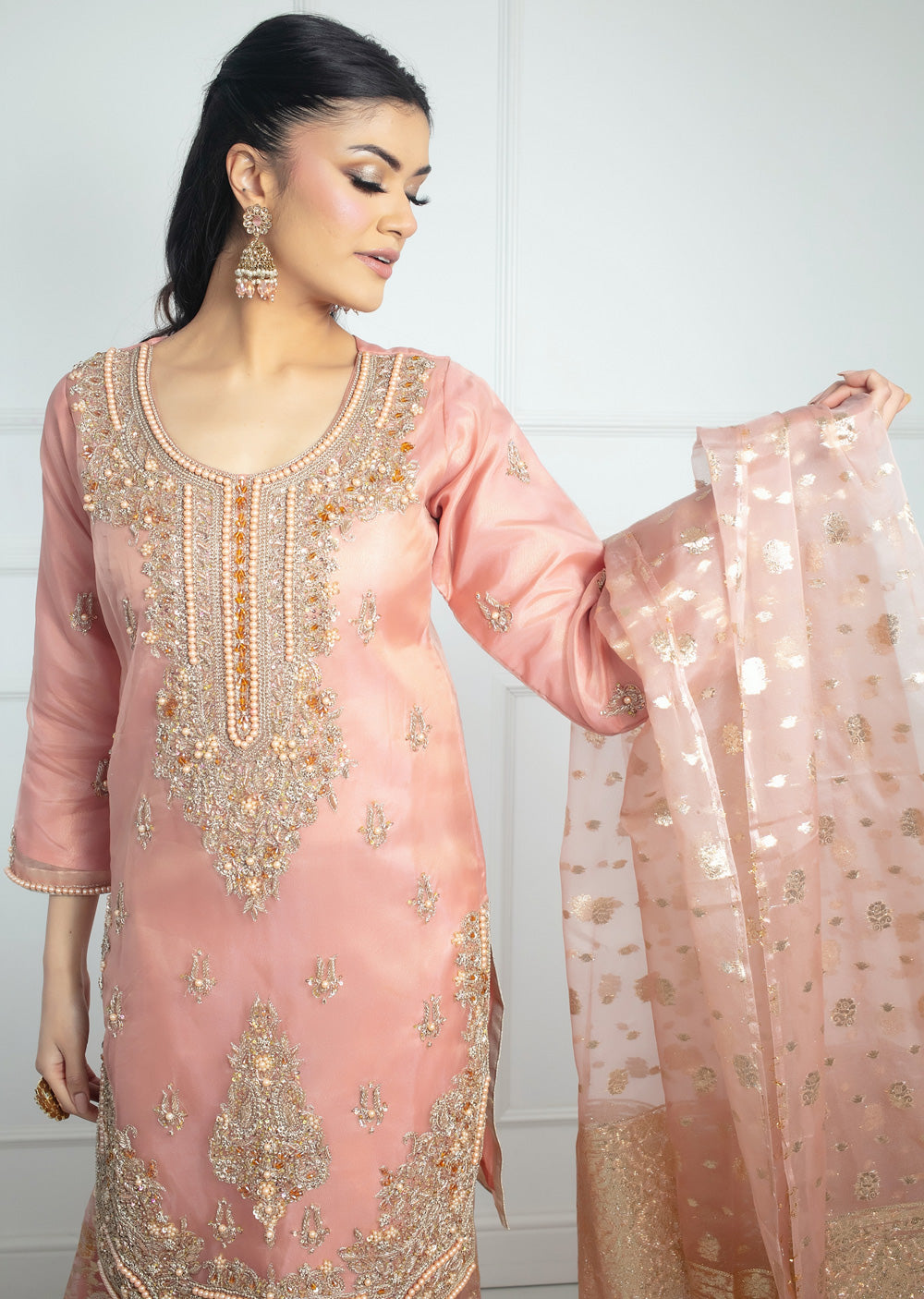 SRB9915 - Anchal Dusky Pink Sehrish.B Designer - Memsaab Online