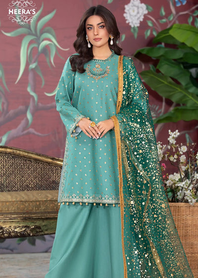 HSS-175 - Readymade - Diamond Sharara Embroidered suit by Heeras - Memsaab Online