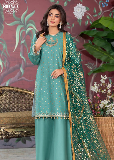 HSS-175 - Readymade - Diamond Sharara Embroidered suit by Heeras - Memsaab Online