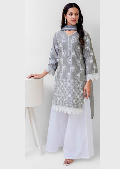 RGZ4015 Daisy - Grey Readymade Cotton Suit - Memsaab Online