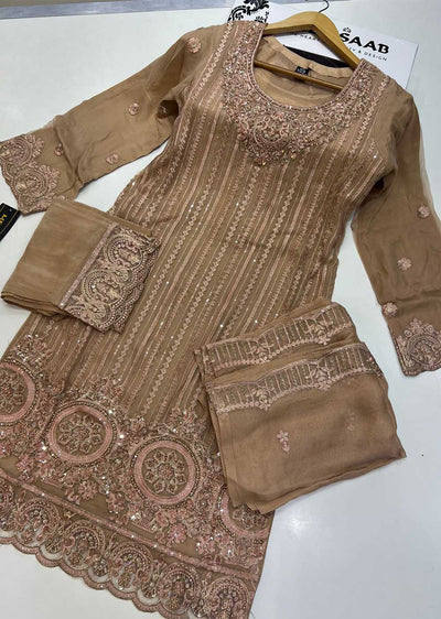 PS1670 Readymade Peach Chiffon Suit - Memsaab Online