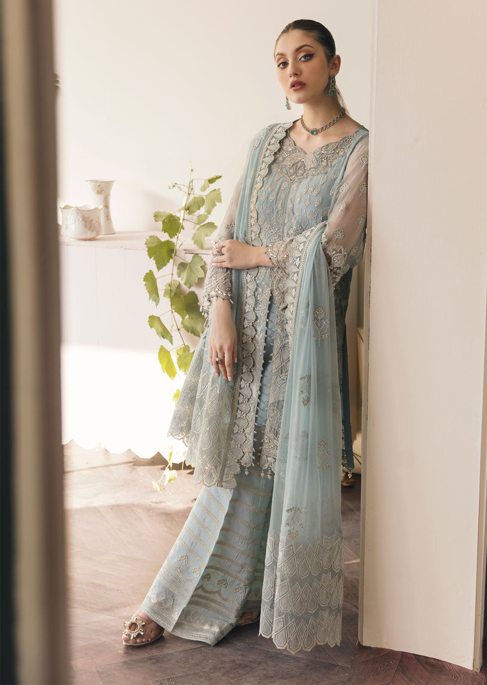 FE-503 - SERENE CERULE - Unstitched - Flossie Executive Collection Vol 5 2023 - Memsaab Online