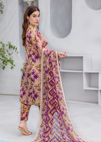 MDNA-20 - Peach Embroidered Lawn Outfit - Memsaab Online