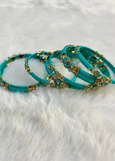 E Thread bangles Set turquoise - Memsaab Online