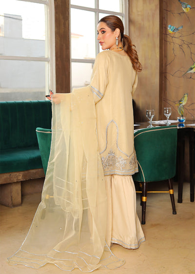 KLD326 Omera - Gold Readymade Cotton net suit - Memsaab Online