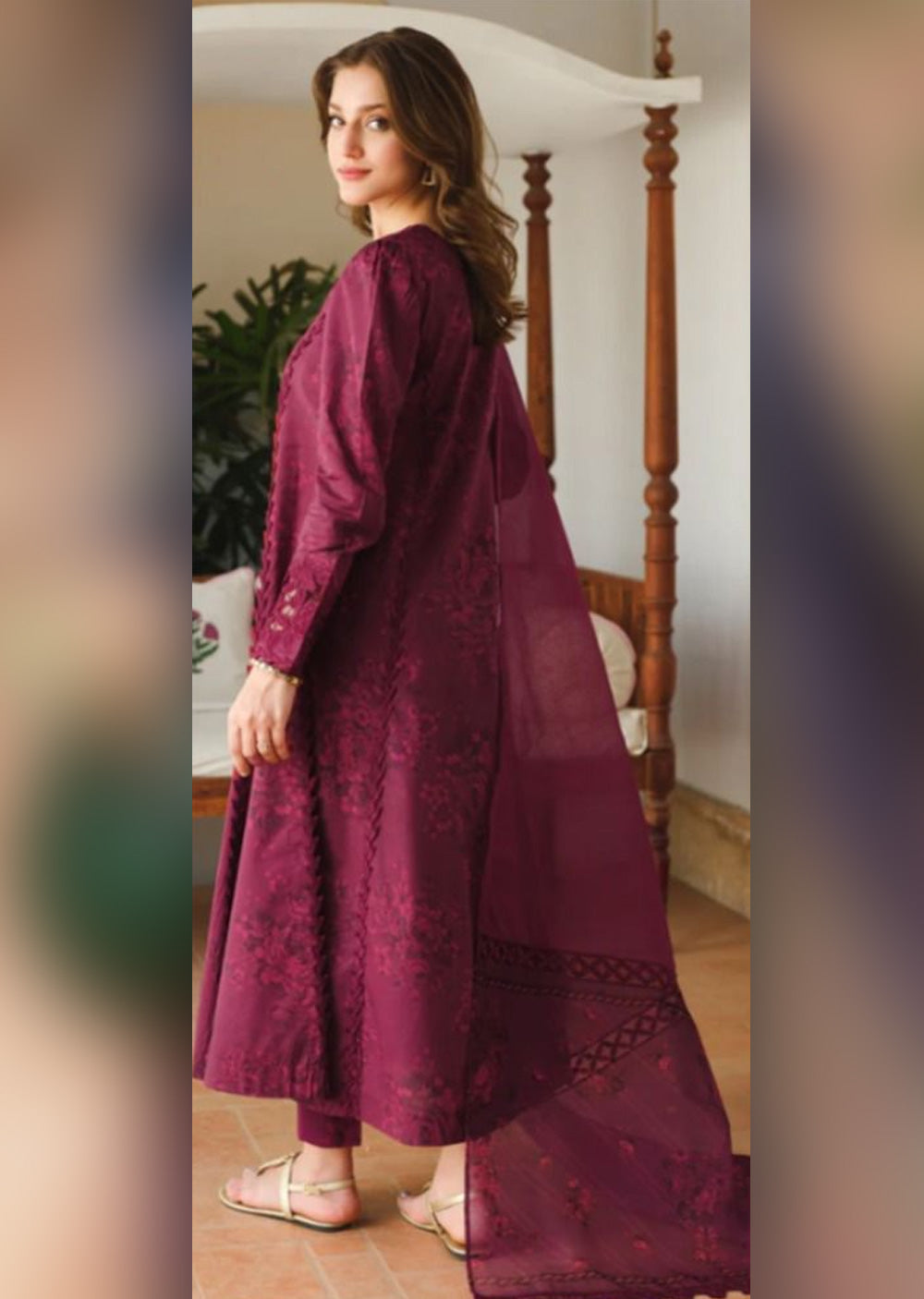 BTMR-06 - Maroon - Unstitched - Baroque Inspired Dhanak Suit 2025 - Memsaab Online