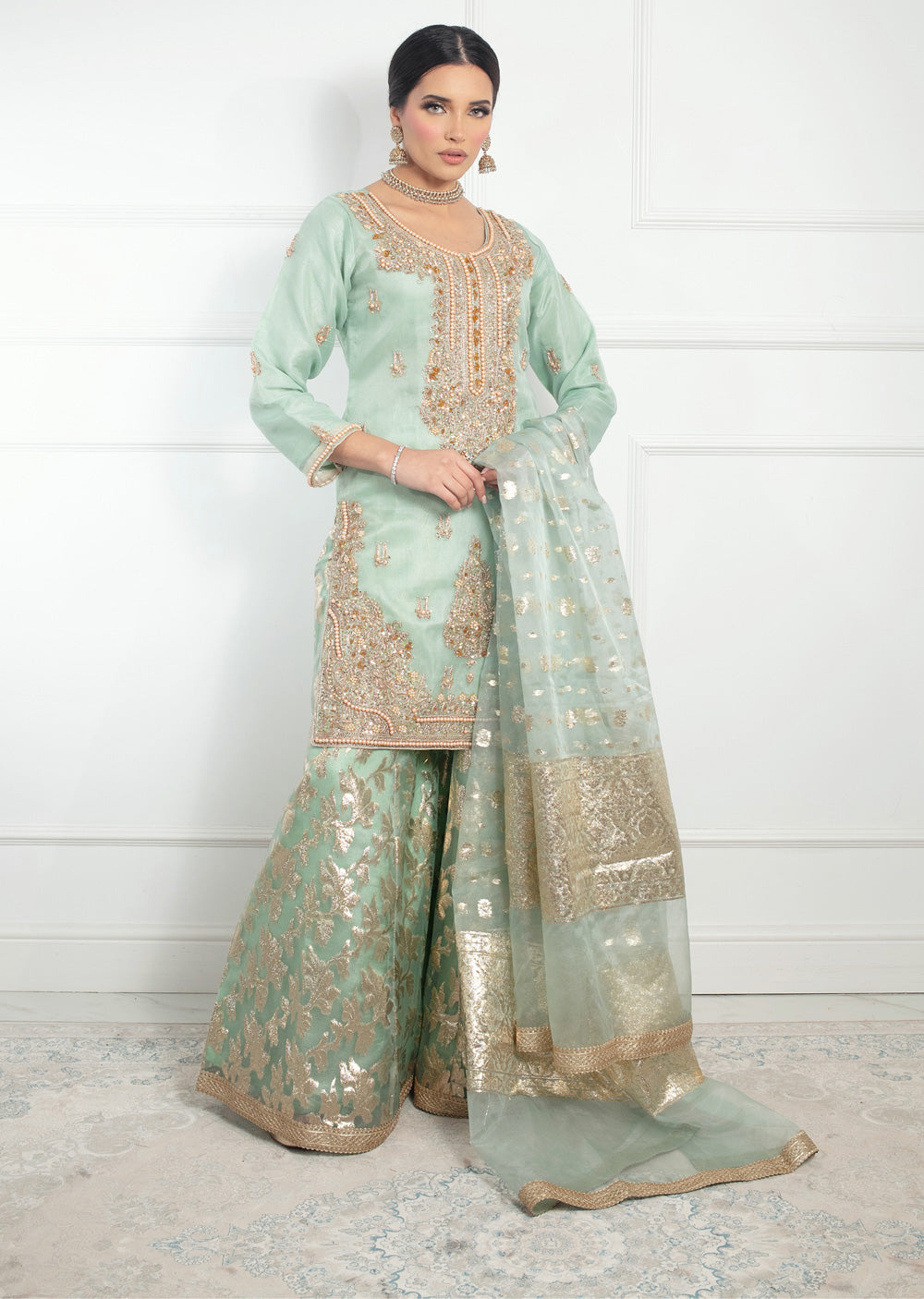 SRB9915 - Anchal Mint Sehrish.B Designer - Memsaab Online