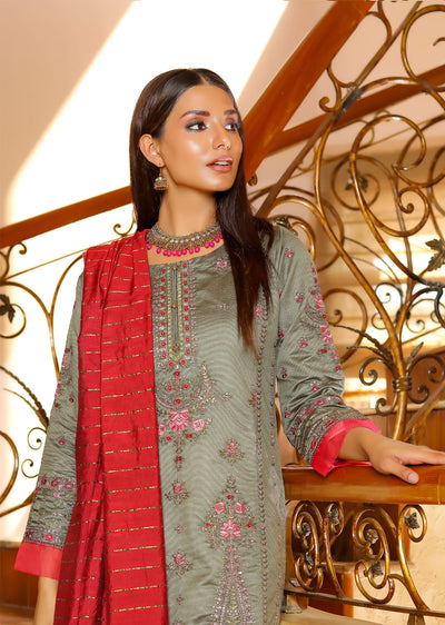 KLD302 Sanaya - Green Readymade Khadi Net Suit - Memsaab Online