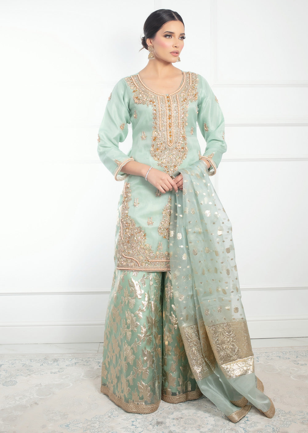 SRB9915 - Anchal Mint Sehrish.B Designer - Memsaab Online