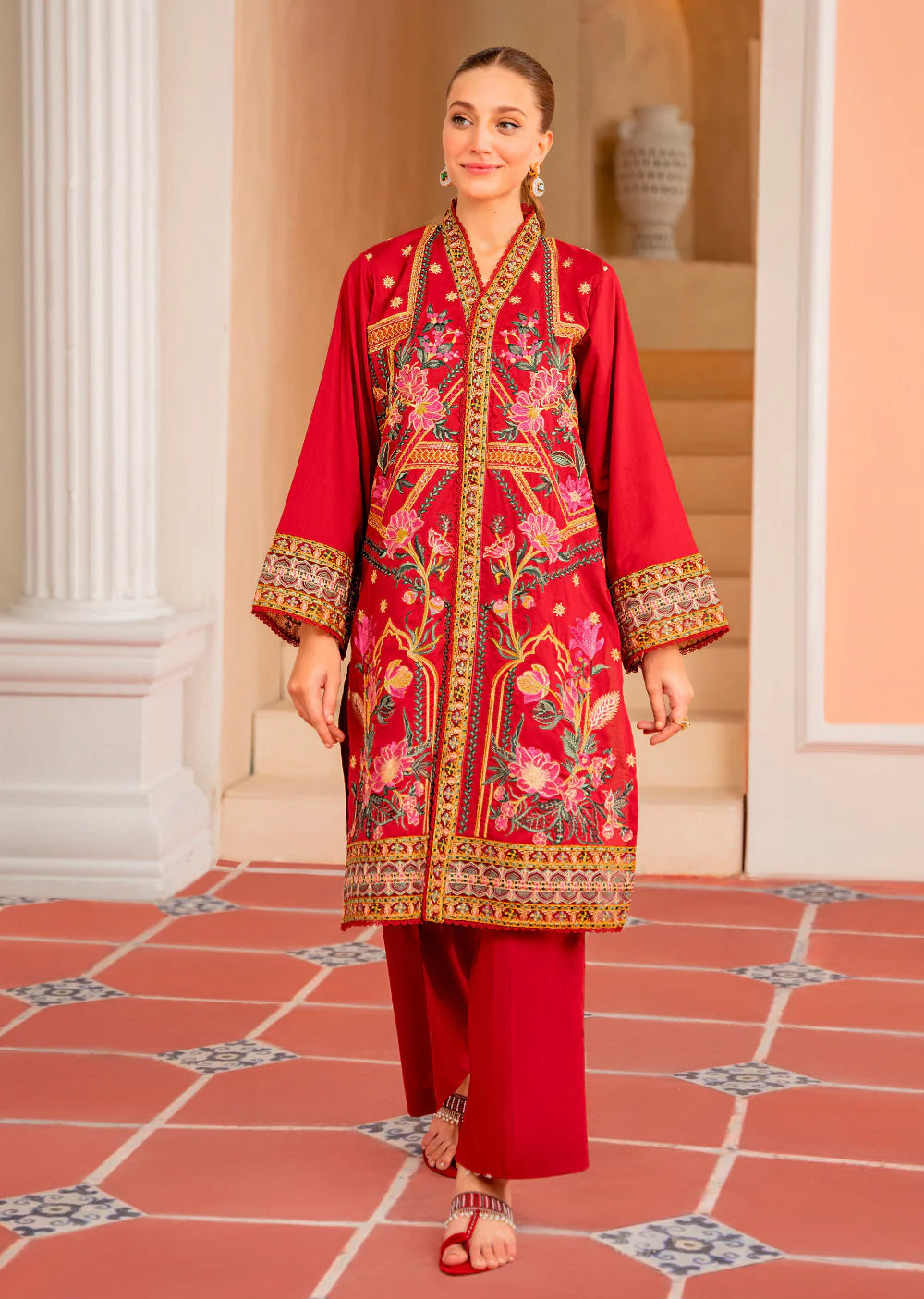 Crimson Passion - Readymade 3 Piece Garnet Suit - Memsaab Online