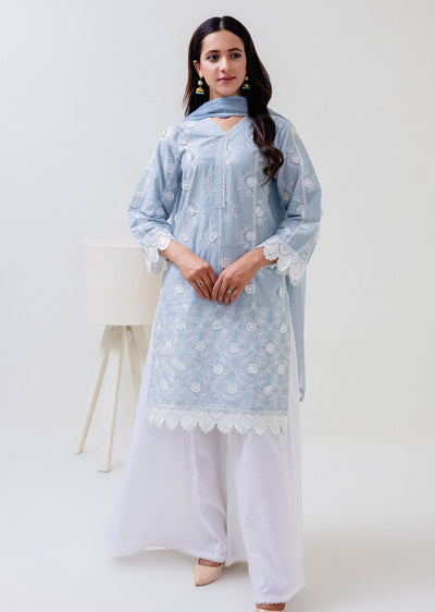 RGZ4015 Daisy - Blue/Grey Readymade Cotton Suit - Memsaab Online