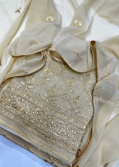 OP1702 Gold Unstitched Fancy Georgette Suit - Memsaab Online