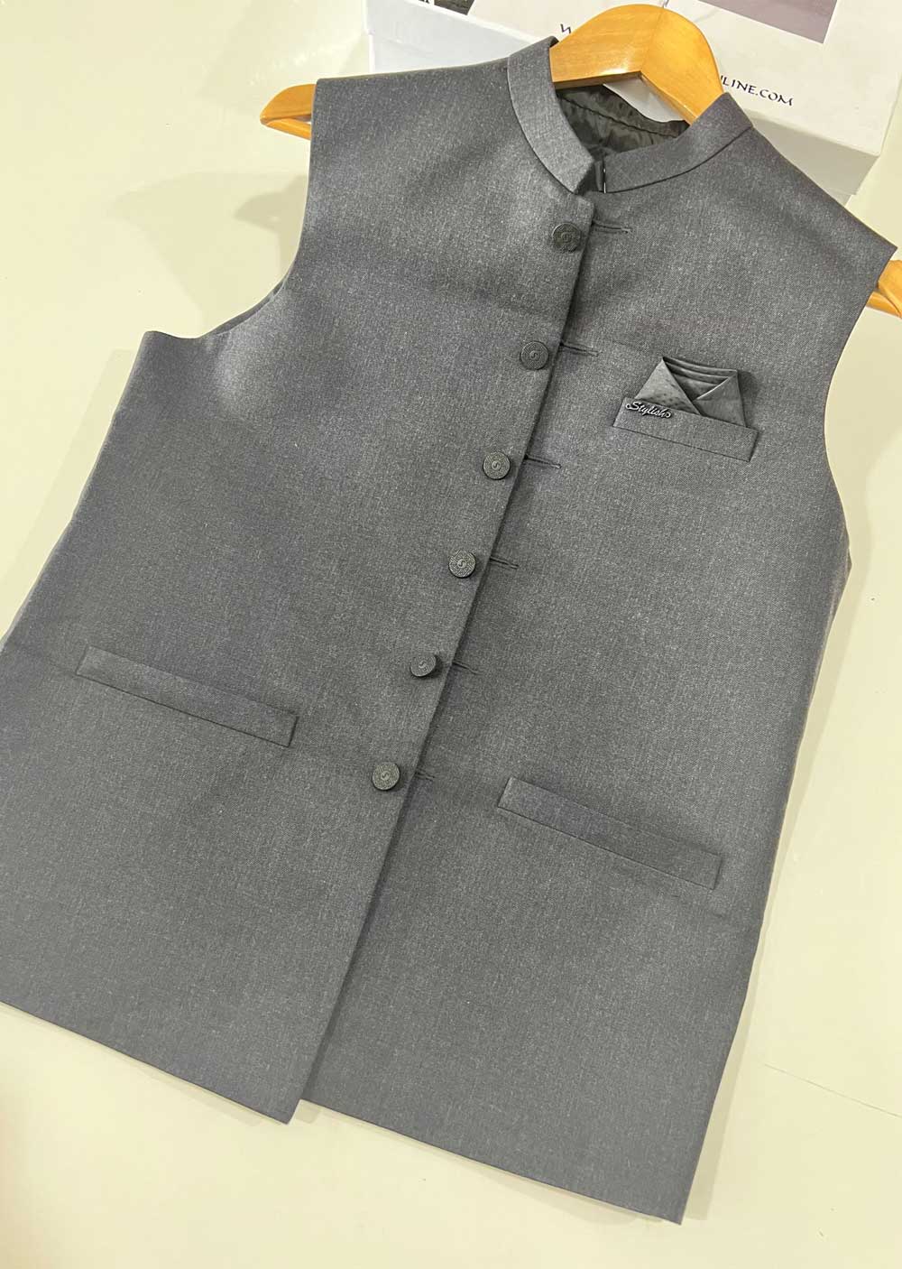 W-1710 Mens Black Waist Coat - Memsaab Online