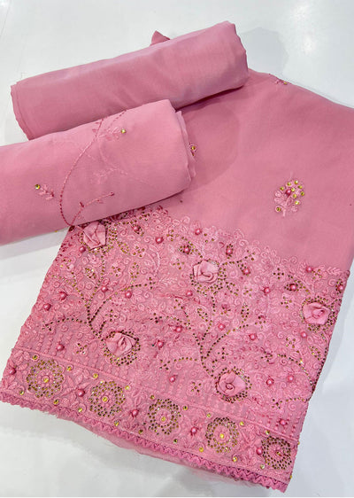 OP1745 Pink Unstitched Georgette Suit - Memsaab Online