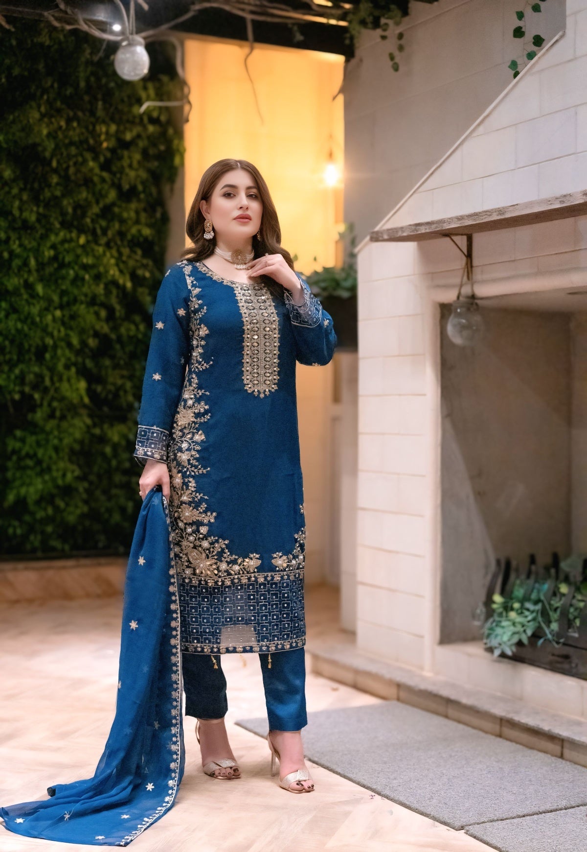 SLMPR-14 - Readymade - Chiffon Partywear Suit 2025 - Memsaab Online