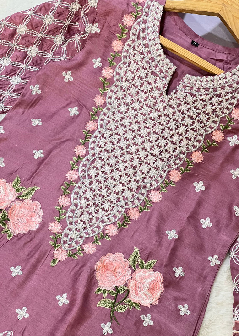 RGZ1746 Pink Linen Readymade Suit - Memsaab Online