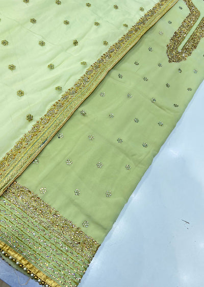 OP1746 Light Green Unstitched Georgette Suit - Memsaab Online