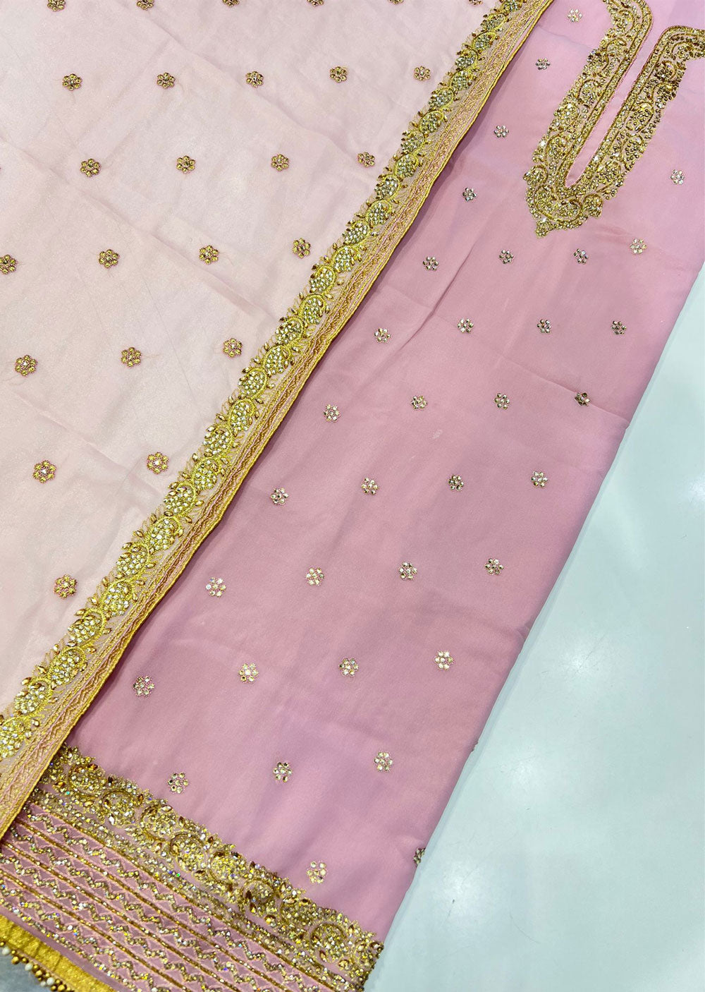 OP1746 Pink Unstitched Georgette Suit - Memsaab Online