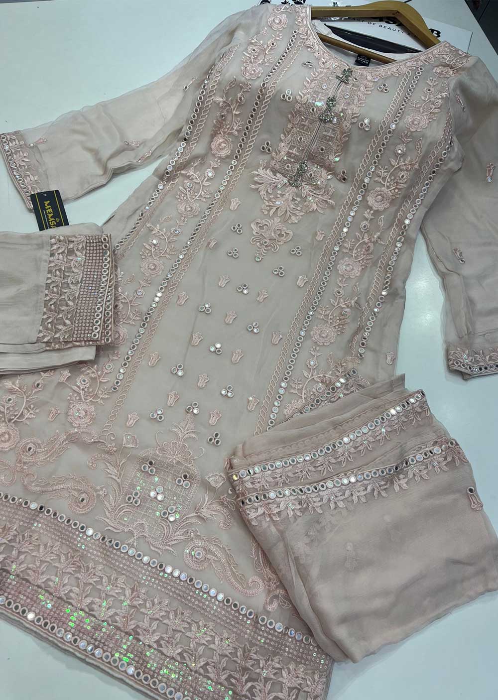 PS1768 Readymade Peach Chiffon Suit - Memsaab Online