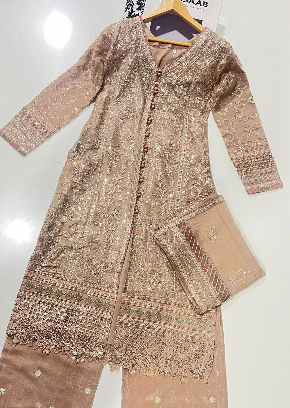 PS1788 Readymade Mint Chiffon Suit - Memsaab Online