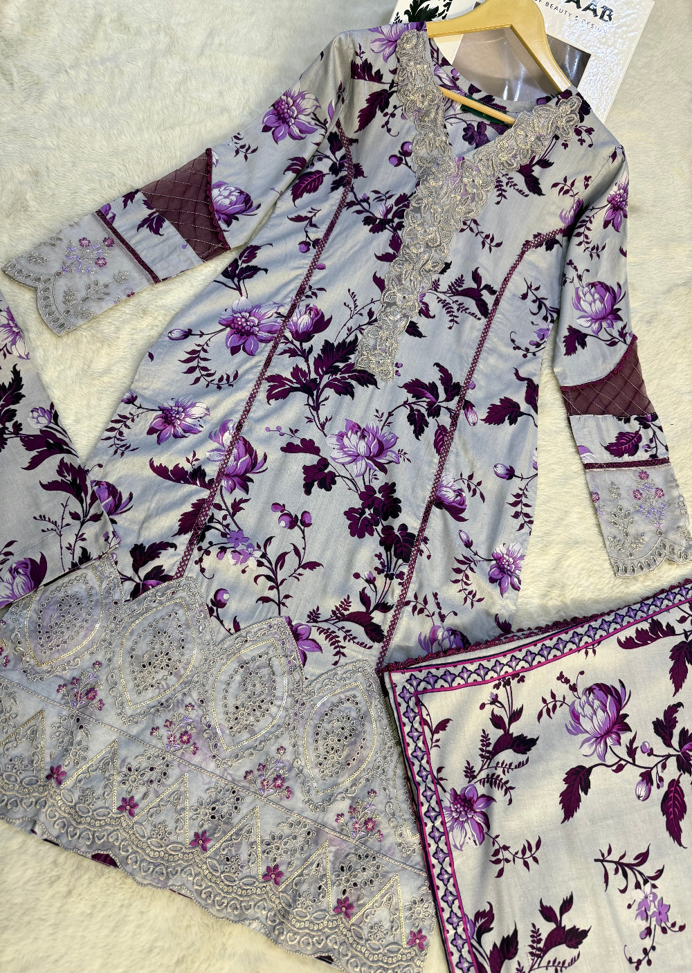 MDNA-24 - Readymade Embroidered LINEN Outfit - Memsaab Online