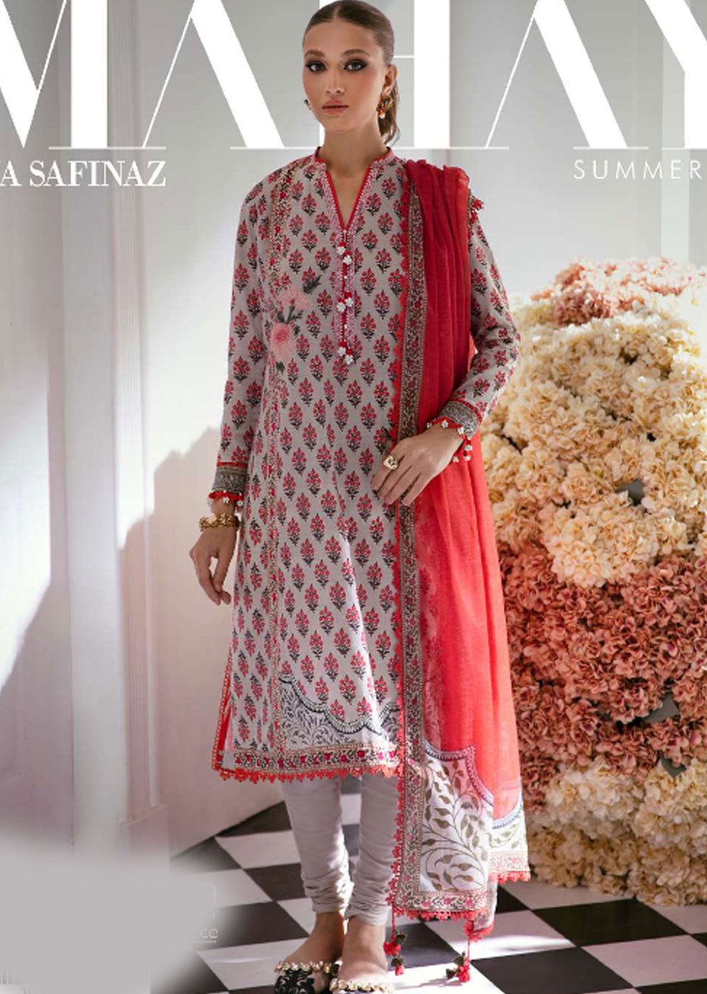 MZN-17-B - Unstitched - Mahay Summer Collection by Sana Safinaz 2023 - Memsaab Online