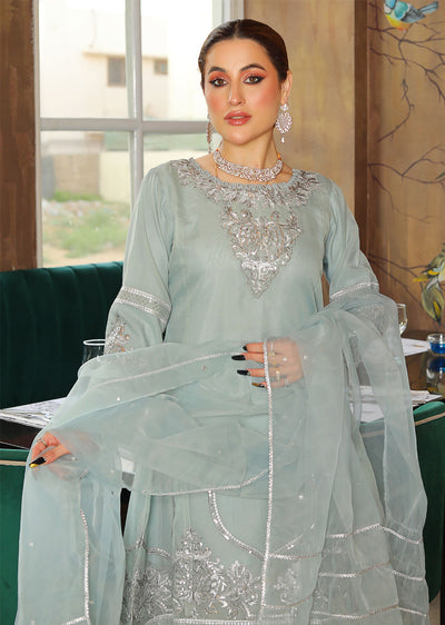 KLD326 Omera - Grey Readymade Cotton net suit - Memsaab Online